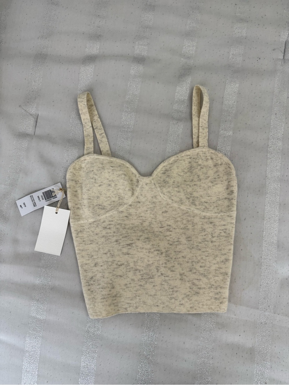 Aritzia Soft Knit Cream Bustier Crop Top